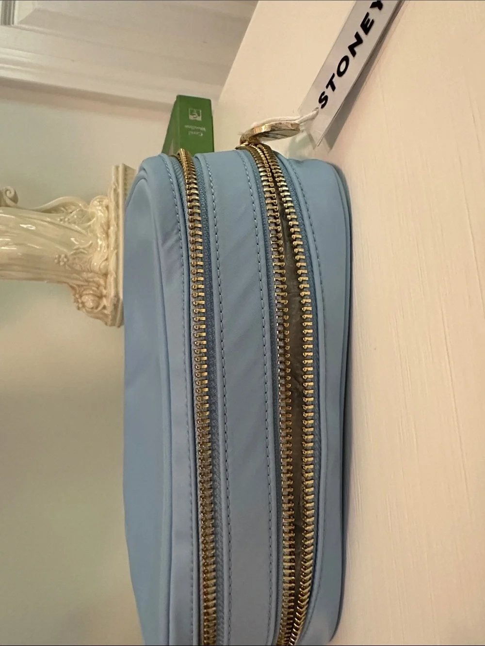 Stoney Clover Lane Double Zip Pouch in Periwinkle with Gold Hardware